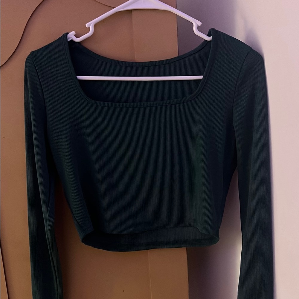 Forever 21 Black Fitted Crop Bodysuit